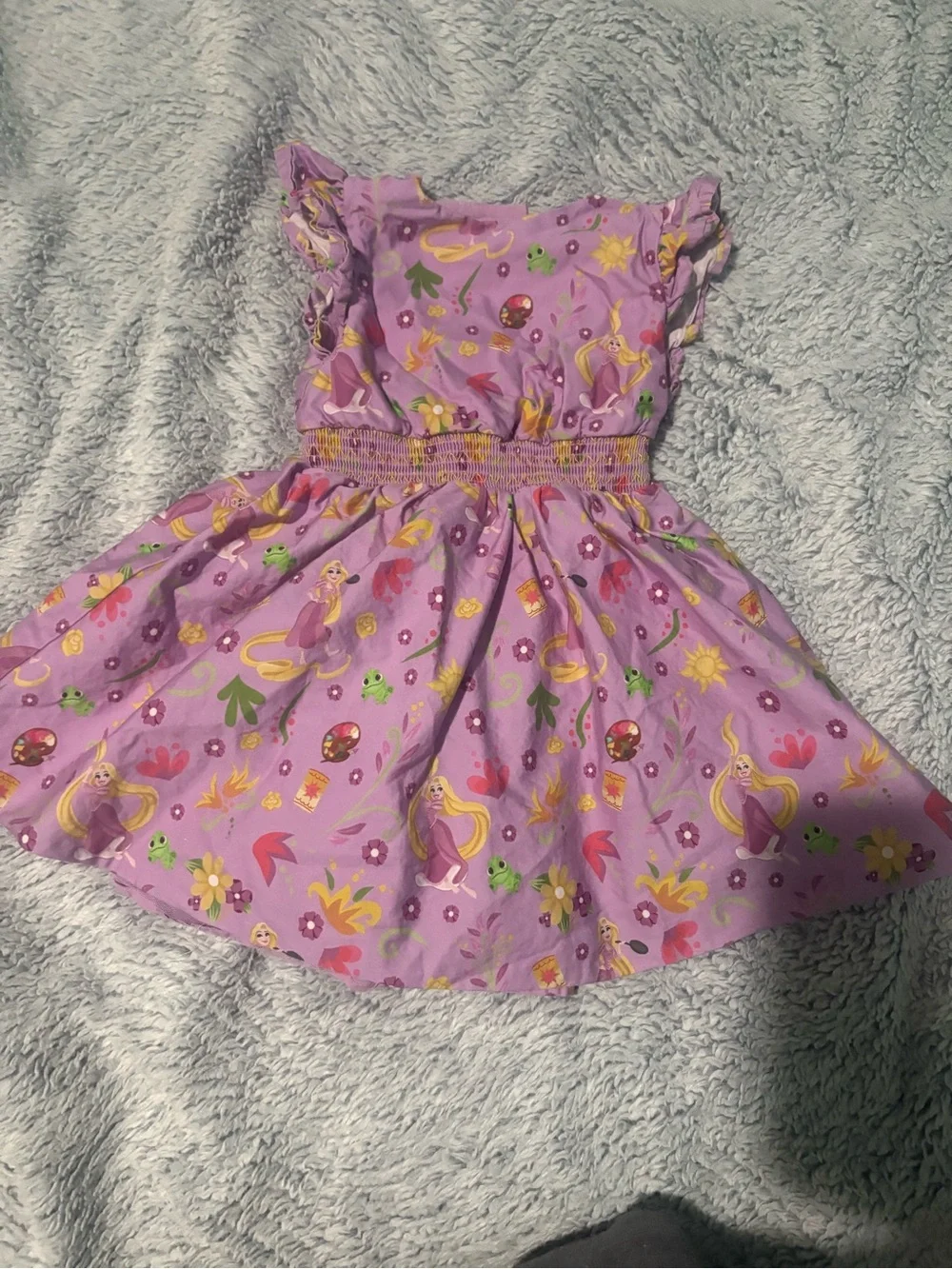 Disney  store Purple Rapunzel Print Smocked Sundress size 3t